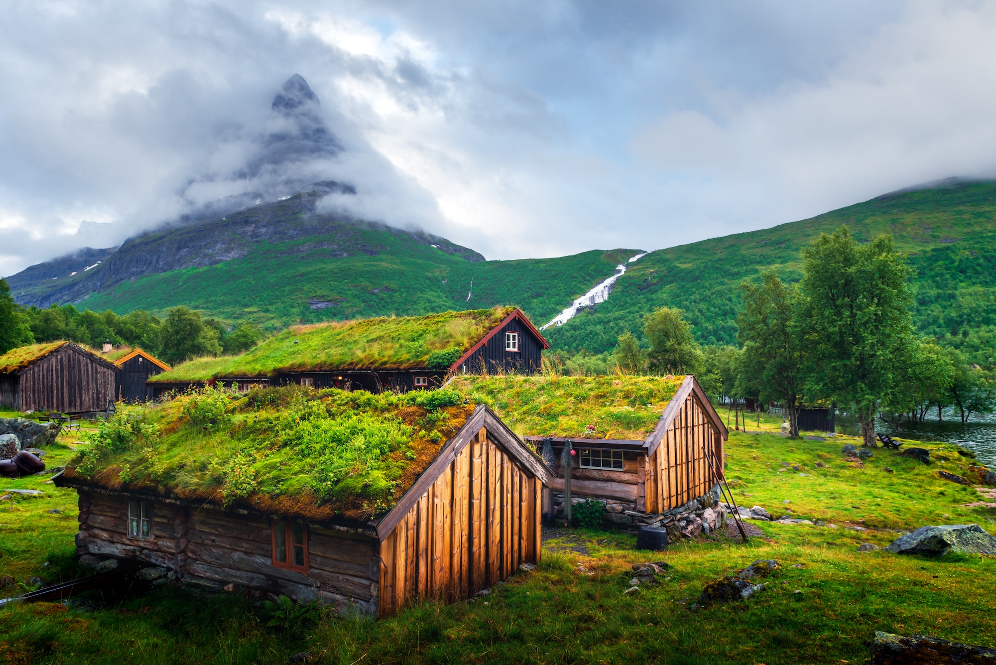 Norwegian grass roof old house